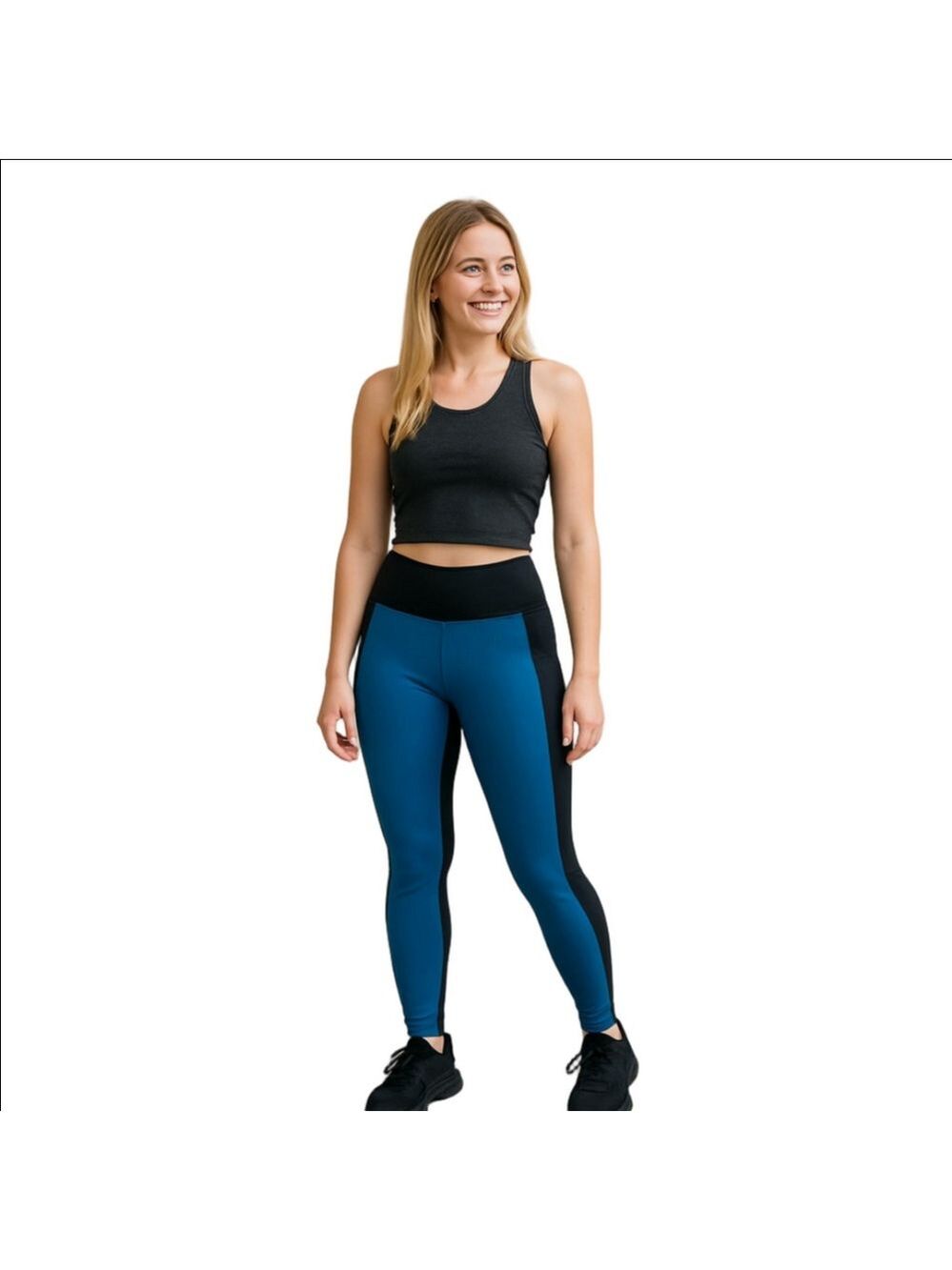 Evree Heart Leggings Blue Black Women's Activewear